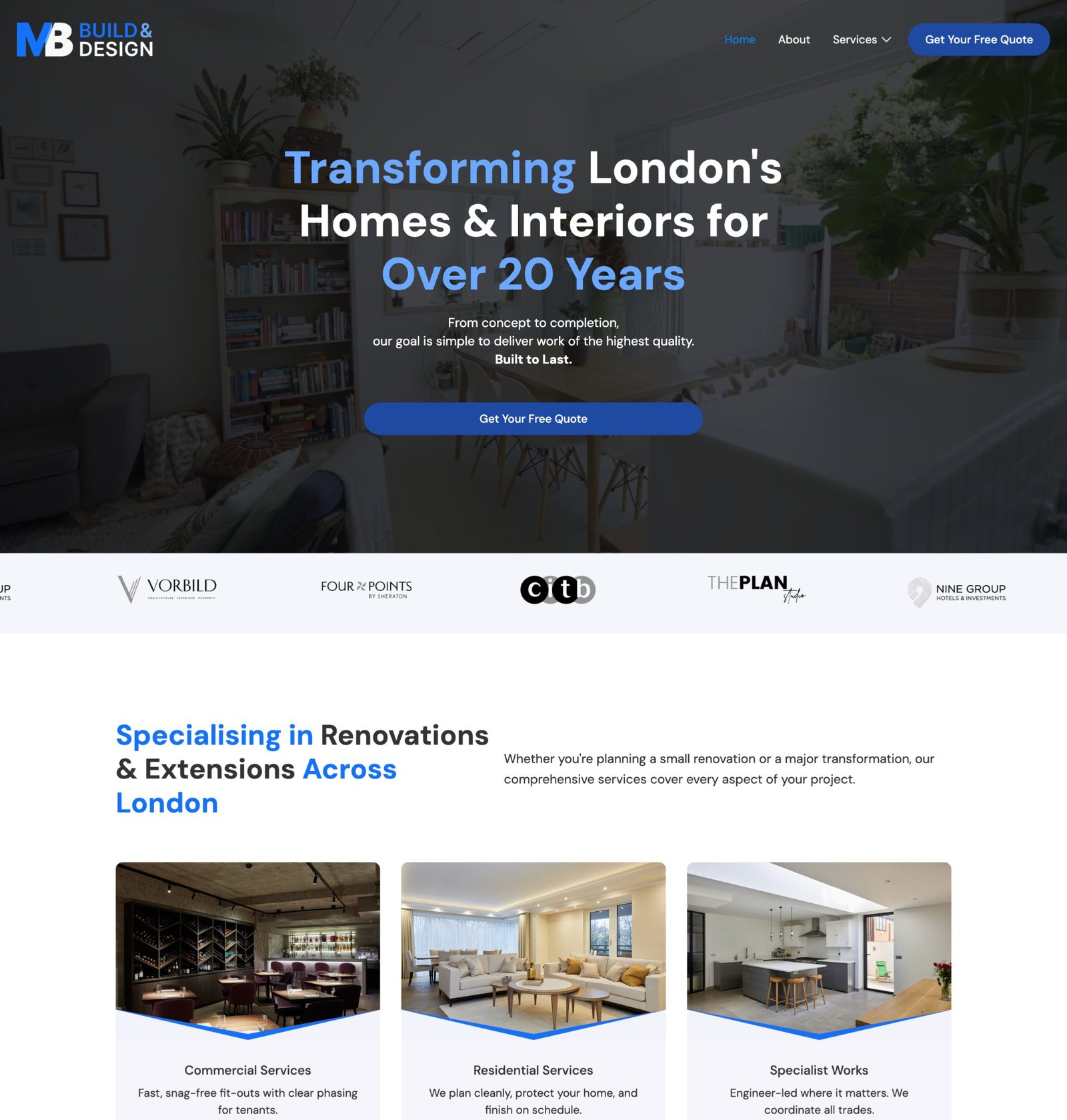 Website created for MB Build & Design, a London renovation company